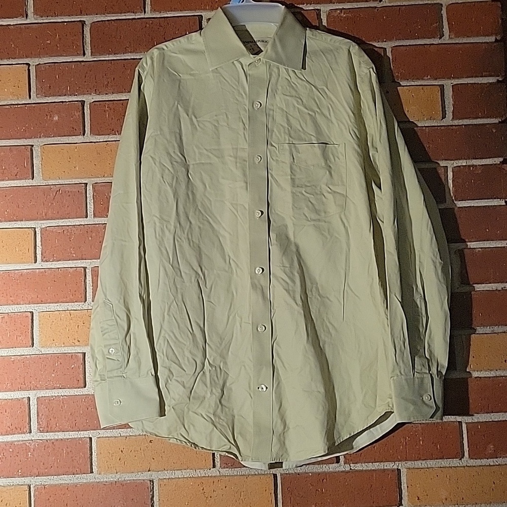 Banana Republic Men's Greenish/Beige Long Sleeve Button Down Shirt, Size: M